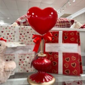 Red Heart Ornament with Gold Base